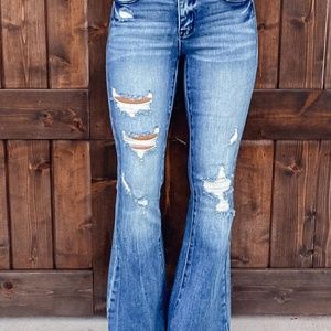 New Ripped Hole Distressed Flare Denim Jeans